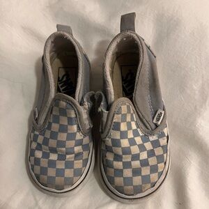 Vans Dusty Blue Checkered Slip-On Shoes Toddler 7